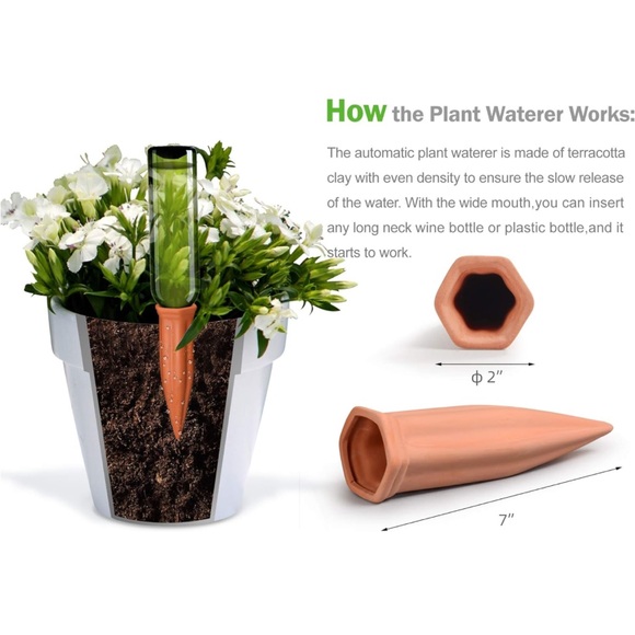 B SEPOR Ceramic Plant Waterer Set of 10 Pack Terracotta Self Watering Spikes-NEW - Picture 2 of 10